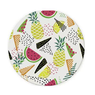 China Assorted Viable Fruits Series Theme Hoof Drink Coasters - 4 Inch Table White & Blue Scratch or Stain Pad for Mug or Glasses for sale