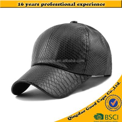 China Fastion Baseball Caps And COMMON Hats Men Custom Design Snakeskin Pattern White Hat Pu Leather Winter Hat for sale