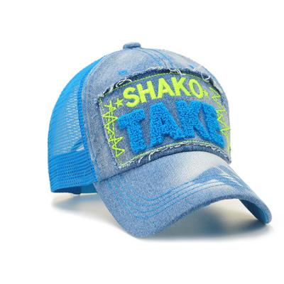 China breathable & Waterproof Towel Embroidery Logo Mesh Trucker Covers 5 Panel Denim Custom Baseball Caps And Hats Breathable for sale