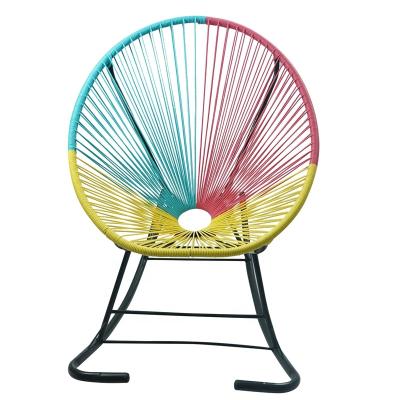 China Easy-carrying 2021 modern views Metal Cane Weave Rocking Chair from high-ranking suppliers sells outdoor furniture wholesale for sale