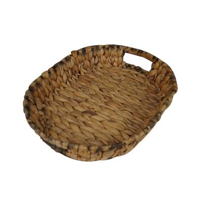 China 2021 Hot Sales Viable Handmade Water Hyacinth Basket Straw Woven Basket Home Organizer Bins With Handle For Storage for sale