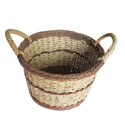 China Sea Viable Wholesale Handmade Natural Grass Wall Hanging Woven Basket Wall Basket For Home Decoration for sale