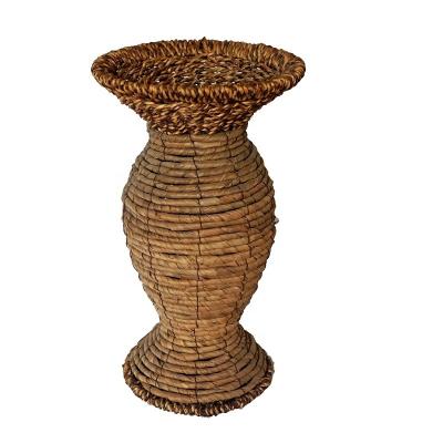 China Viable wholesale new products with competitive price metal frame woven corn rope flower basket with handle for living room for sale