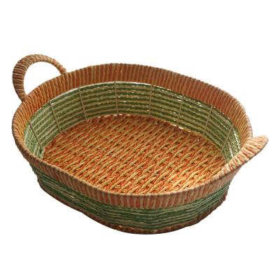 China 2021 Viable Wholesale Hand & Vellum Rope Baskets With Handles Rectangle Wicker Baskets For Living Room Storage for sale