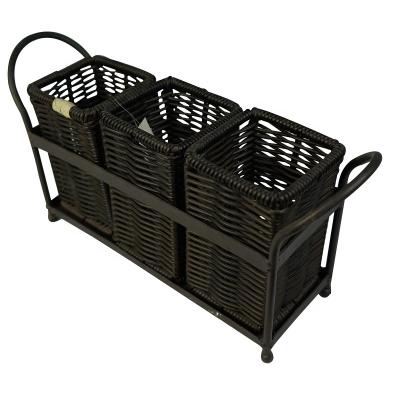 China 2021 New Design Handmade Eco Friendly Wicker Plastic Rattan Woven Picnic Basket Organizer Basket With Lip for sale