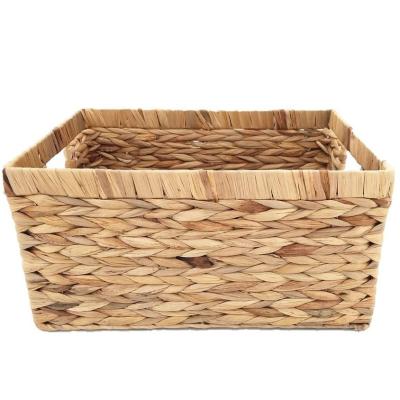 China 2021 Wholesales Sustainable Hand - Woven Water Hyacinth Wicker Baskets Storage Set Basket Organization Trash Can For Home and Kitchen Storage for sale