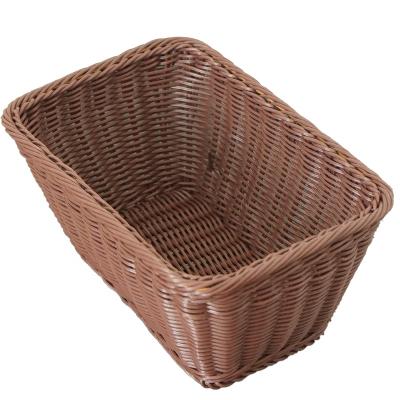 China Rattan Bread Wicker Fruit Basket Handwoven Rectangular Home Plastic Fruit Basket Wholesale Viable Storage for sale