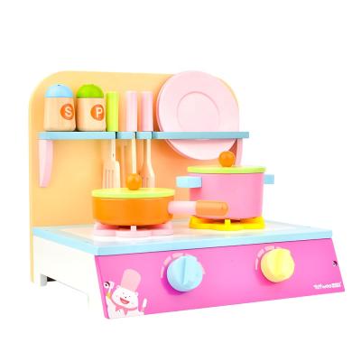 China Wooden Puzzle Simulation Gas Stove Kitchen Tableware Baking Pretend Toys Kids Role Playing Game For Children for sale