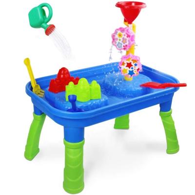 China Toy Water Sand Table Funny 2 in 1 Box Activity Table Sand Tray Water Toys with Molds Shovel Rake Water Box Summer Beach Toy for sale