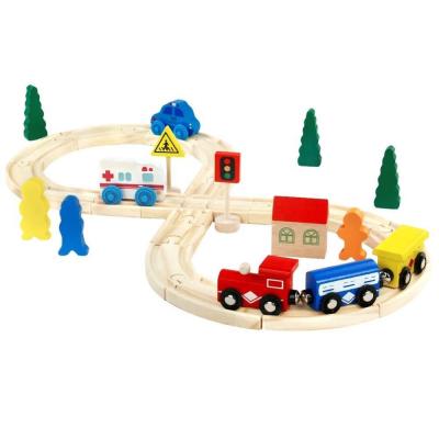 China Slot Toy Train Set Learning Educational Toys Game 33 Pcs Track Accessories Car Set Wooden Toys For Children for sale