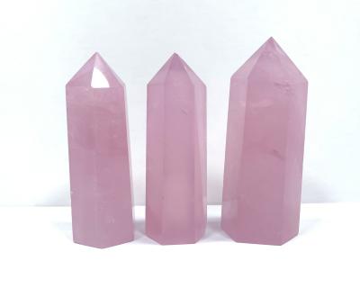 China Wholesale Natural Stone Crystal Point Crystal Pink from Europe Rose Quartz Crystal Wand Pink for sale