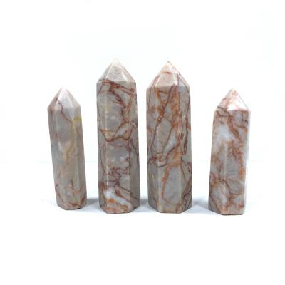 China Home Wholesale High Quality Natural Crystal Point Stone Lattice Stone Lattice China Healing Crystal Rod for sale