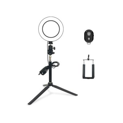 China Portable Multi-Use 8w 6 Inch Desktop Ring Light With Detachable Tripod Phone Holder DT-6inchA for sale