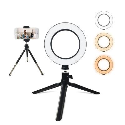 China ABS+PC+alloy Phone Separate Stand Photographic Lighting Mini 6 Inches LED Ring Light For Youtube Video for sale