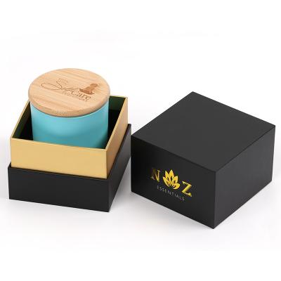 China Handmade Custom Wholesale Black Sonpha Candle Boxes Rigid Packaging Box Paper Packaging for sale