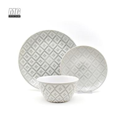 China Disposable luxury porcelana silk screen pad tableware juego de vajillas printing kitchen dinnerset 16 pcs dinnerware ceramic dinner set for sale