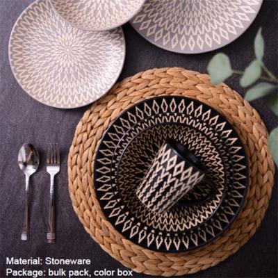 China Ceramic Wholesale OEM Disposable Dinnerware Sets Rustic Printing Plates Dinner Set Dinnerware Set Porcelain Luxury Ceramic Dinnerware Sets for sale