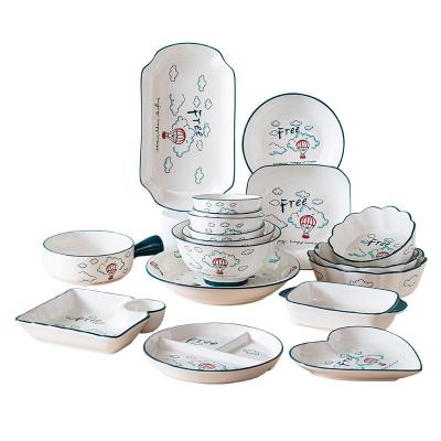 China Wholesale 28/56 Pcs Disposable Ceramic Dish And Bowl Set Fine Porcelain Porcelain Ceramic Dinner Sets for sale