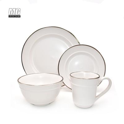 China Wholesale Disposable Nordic White Matte Color Luster Dinnerware Outdoor Dish Set Ceramic Stoneware Dinnerware Set Dinnerware Set With Gold Rim for sale