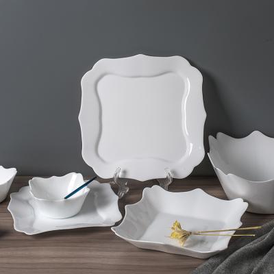 China Viable White Opal Glassware Plate Opal Glassware Ice Dinnerware Set for sale