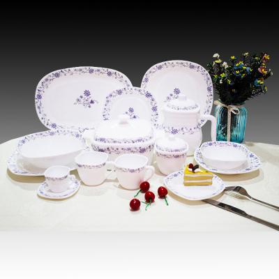 China Cheap Viable Decor 58pcs Opal Glassware Tableware Tempered Opal Glass Dinner Set for sale