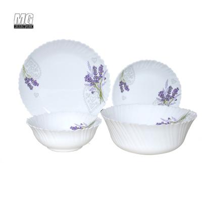 China Home Viable Cheap Price Tempered Glassware Opal Glass Serving Easy Clean Opal Set for sale