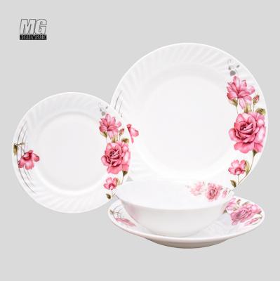 China New Design 24pcs Heat Resistant Hotel Viable Salamander Glassware Opal Glassware Dinner Dish for sale