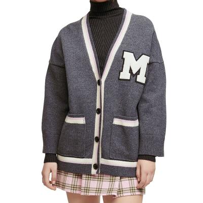 China Custom oversized QUICK DRY ribbed knit custom varsity cardigan unisex varsity cardigan Urban Outfitters varsity cardigan sweater for sale