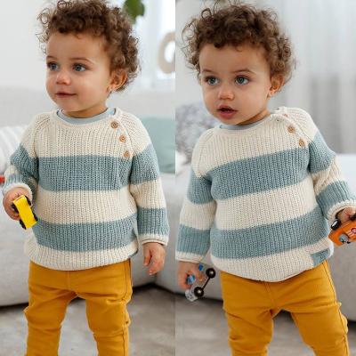 China Custom Breathable Rib Knit Sweater Baby Boy Sweaters With Stripes Wide Breasted Cardigan Sweater Baby Knitting Knitted Baby Outfits for sale