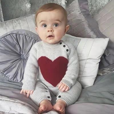 China Breathable Custom Design Newborn Baby Gilr Cotton Heart Jacquard Sweater Bodysuits for sale