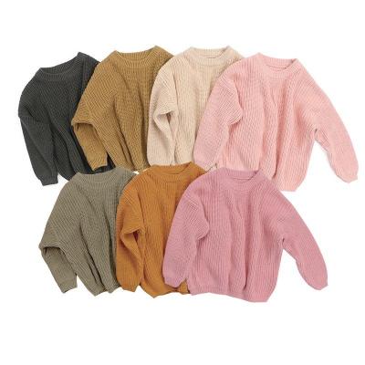 China Toddler Basic Casual Solid Organic Ribbed Jumper Sweaters Autumn Fluffy Chunky Knitted Infant Winter Anti-Shrink Baby Boy Sweater for sale