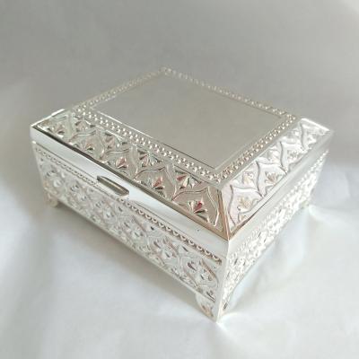 China Lovely China Square Metal Jewelry Box in Silver Plated for sale