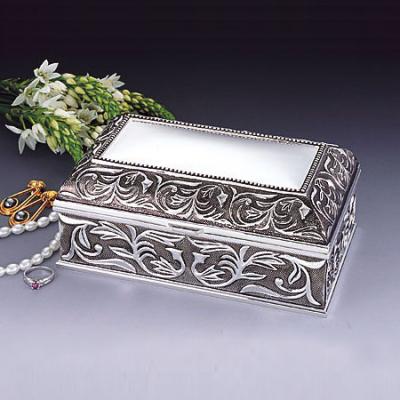 China Wedding decoration & Gift Rectangle Zinc Alloy Jewelry Box With Classic Flower Patternin In Antique Finished for sale