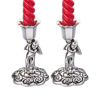 China Home Decoration Corner Flower Metal Silver Twin Candle Holder Pretty for sale