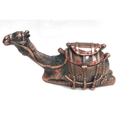 China Zinc Alloy Metal Camel Ashtray With Diamonds In Antique Copper Plated for sale