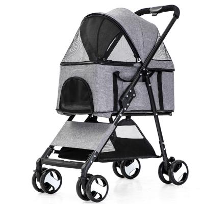 China Small Dog Walker Wheelchair Dog Walker Stroller Lightweight Viable Luxury Travel Dog Stroller Pet Cart Fold 4 Wheels 5.01 Bu for sale