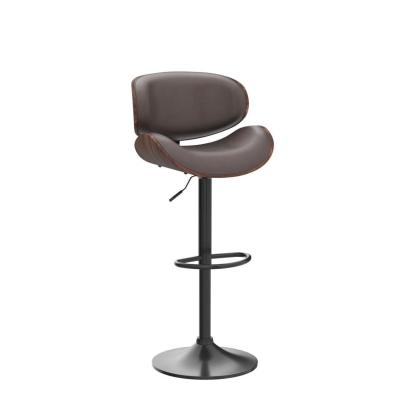 China Adjustable Height Swivel Bar Stool Upholstered in PU Leather for Commercial Furniture for sale