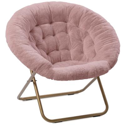 China General Home Furniture Round Thickened Folding Recliner Moon Chair with Faux Fur for sale