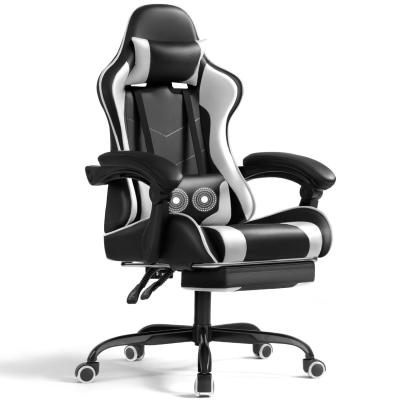 China Height Adjustable Recliner Gaming Chair with Footrest and Massage Lumbar Support for sale