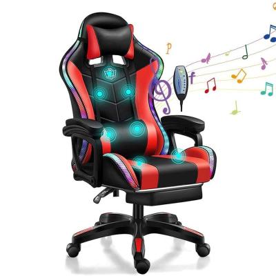 China RGB Gaming Chair with 7 Points Massage Speakers and LED Light in Synthetic Leather for sale