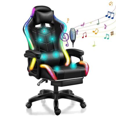 China Gepersonaliseerde kleur Ergonomische RGB-gamingstoel met 7-punts massagesprekers en LED-licht Te koop