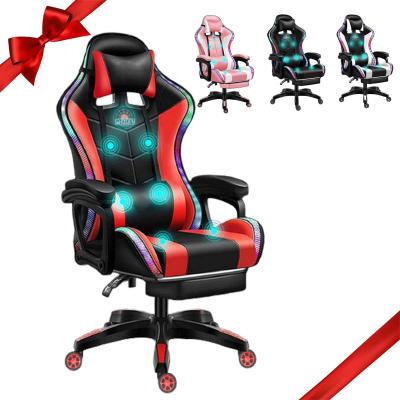 China Silla giratoria de aleación de acero ALINUNU PC Silla de juego de masaje con altavoces y almohada lumbar en venta