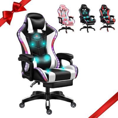 China Computer Game Room Adjustable PC Massage Gaming Chair with Speakers and Lumbar Pillow for sale