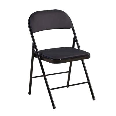 China Hospital Foldable Chair White Metal Frame Folding Chair Black for Outdoor Furniture for sale