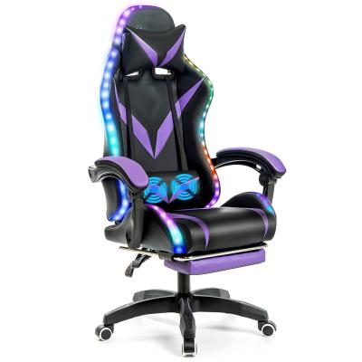 China Postverpakking Ergonomische RGB-gamingstoel met massage en LED-lichten Draaiende stoel Te koop