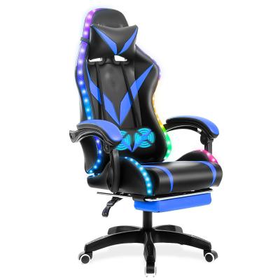 China Polyvinylchloride frame materiaal RGB gaming stoel met massage en led lichten perfect Te koop