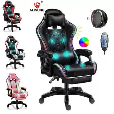 China Afneembare hoes Synthetische leer gaming massagestoel met RGB-lichten en luidsprekers Te koop