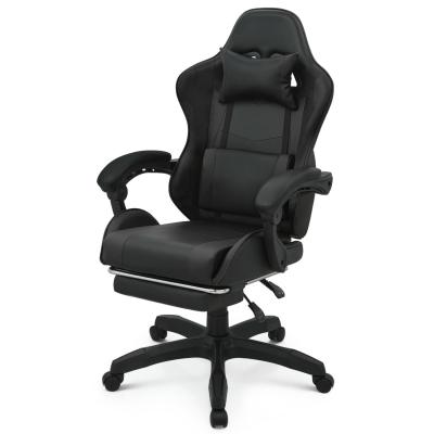 China Mail Packing Gaming Chair High Back with Footrest Headrest Lumbar Support Iron Frame for sale