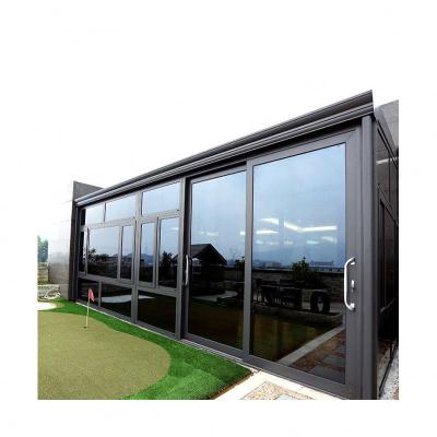 China Wholesale price windproof shock tempered glass insulation aluminum alloy large sliding door for sale