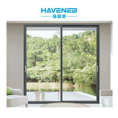 China Modern wide mute aluminum profile balcony mute aluminum alloy vision sliding door windproof factory direct sales for sale